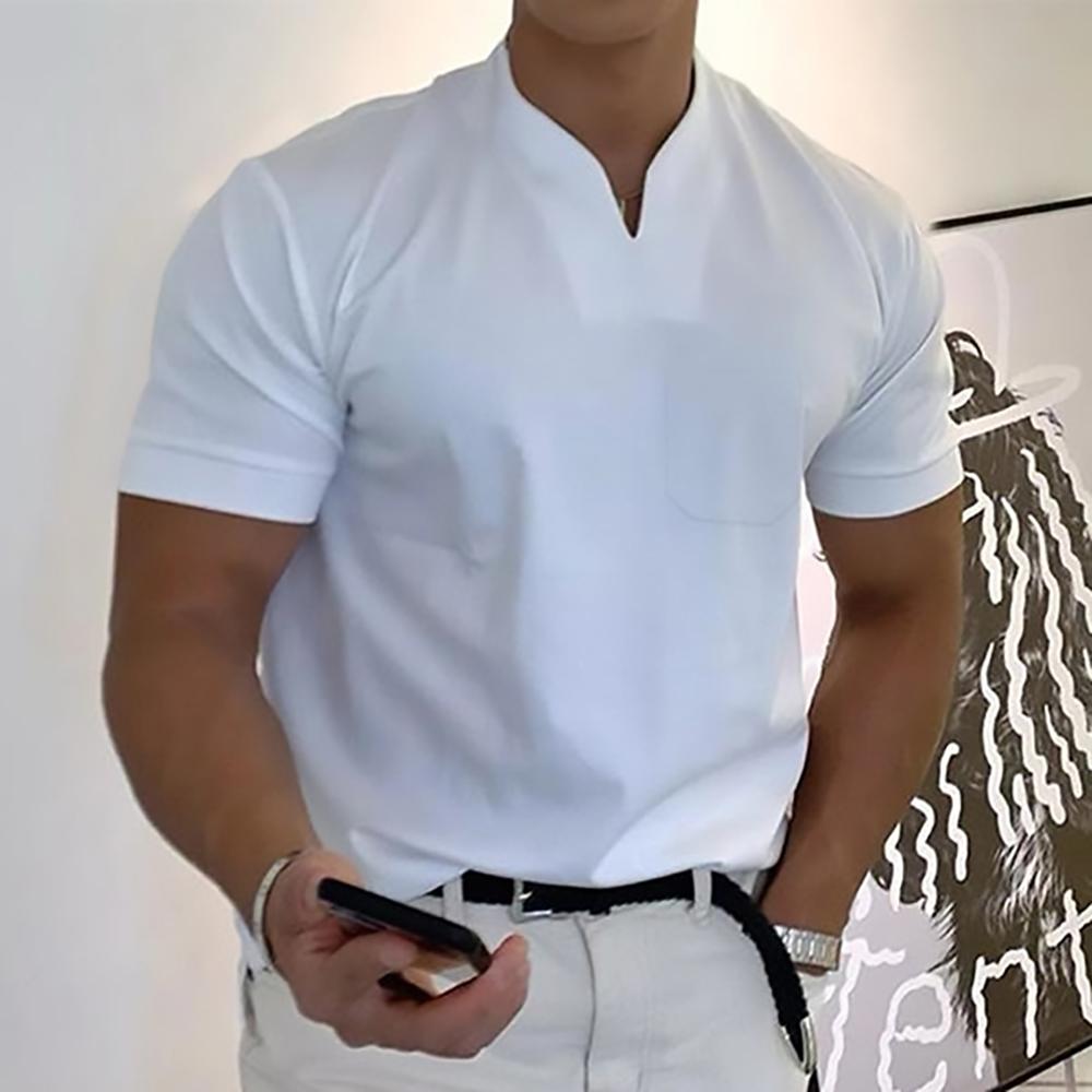 Men's Slim-Fit Notch-Neck Short Sleeve Top