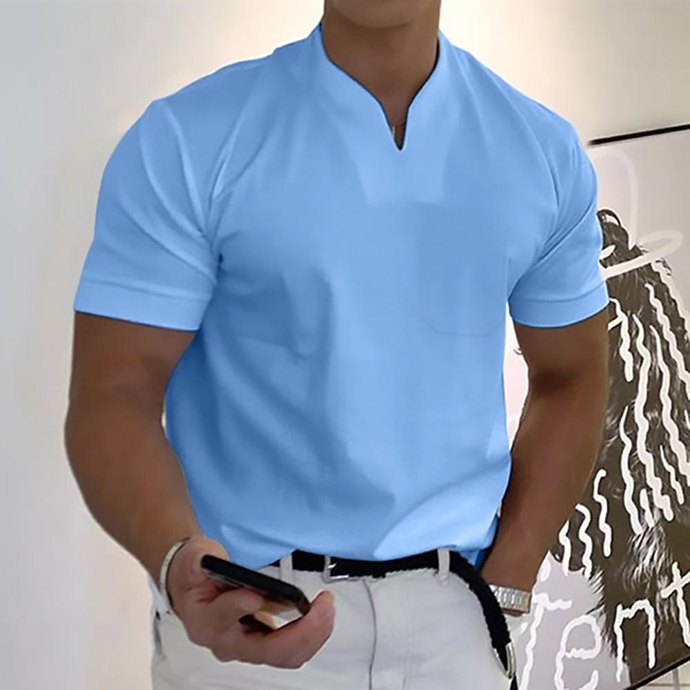 Men's Slim-Fit Notch-Neck Short Sleeve Top