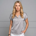 Women's Satin V-Neck Short Sleeve Top