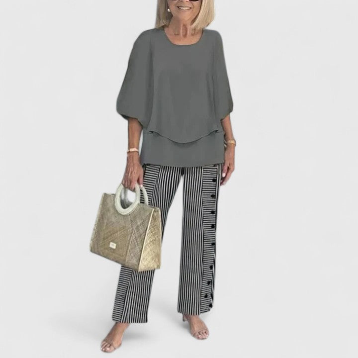Bria - Women's Sleeveless Top & Wide Leg Pants Two-Piece Set