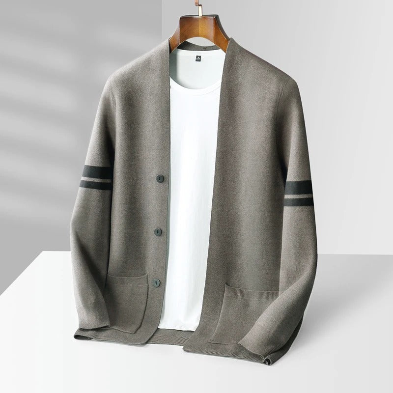 Giancarlo - Men's Varsity Stripe Knit Cardigan