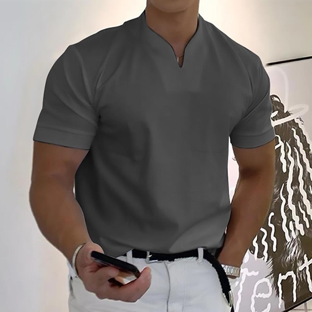 Men's Slim-Fit Notch-Neck Short Sleeve Top