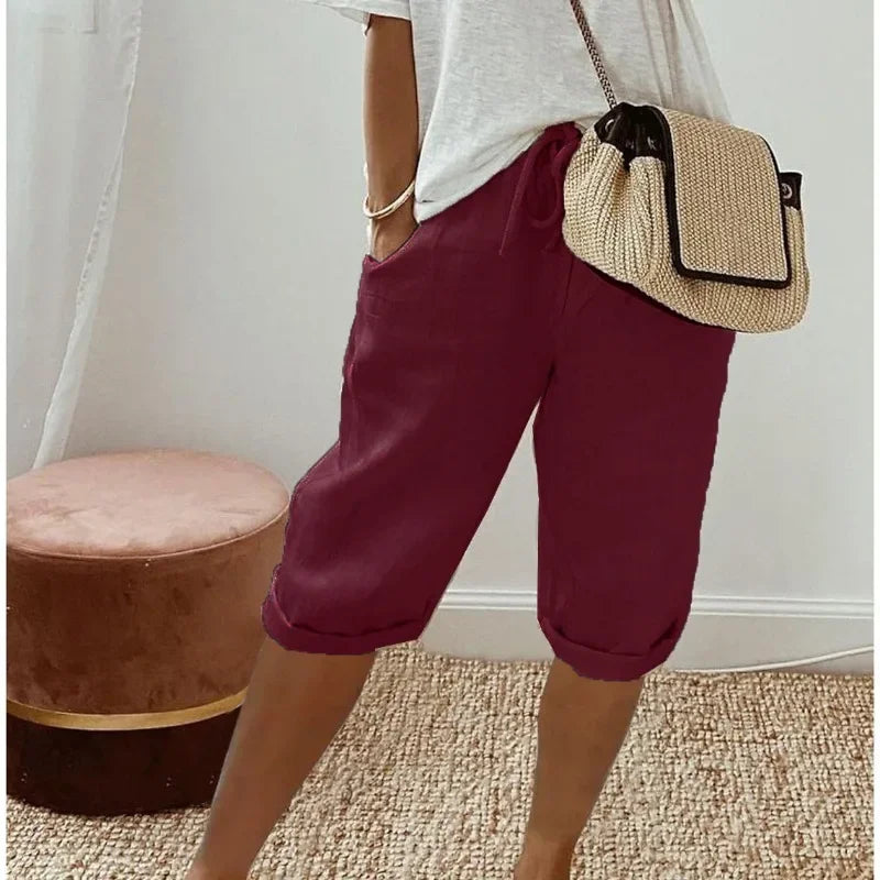 Saskia - Women's High Waist Wide Leg Cropped Pants