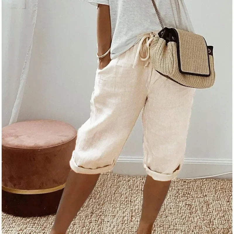 Saskia - Women's High Waist Wide Leg Cropped Pants