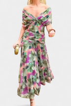 Noor - Women's Floral Pleated V-Neck Maxi Dress