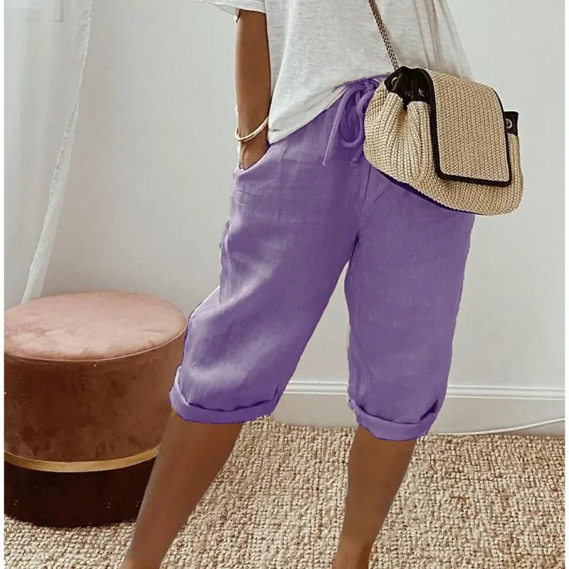 Saskia - Women's High Waist Wide Leg Cropped Pants