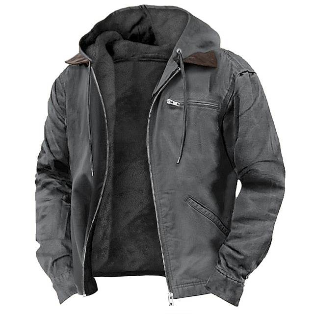 Men's Fleece-Lined Hooded Utility Jacket
