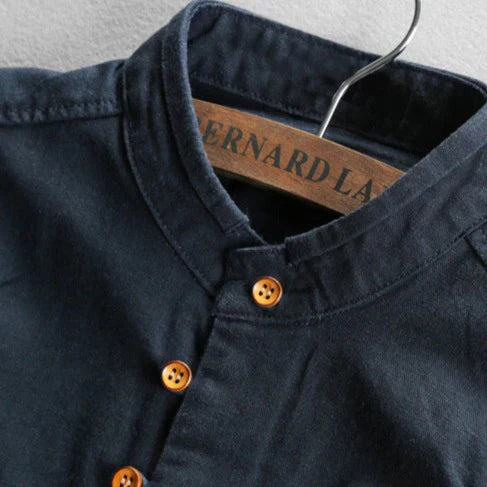 Chester - Men's Mandarin Collar Linen Shirt