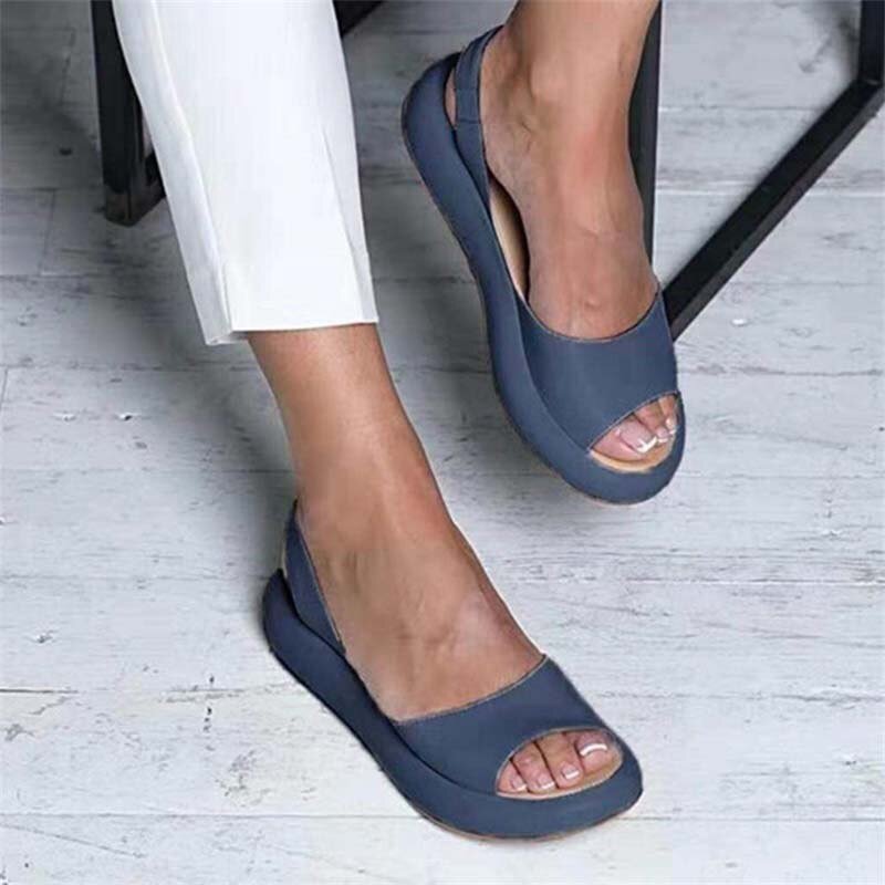 Women's Orthopedic Open Toe Slingback Sandals - Flat Thick Sole Slip-On