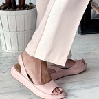 Women's Orthopedic Open Toe Slingback Sandals - Flat Thick Sole Slip-On
