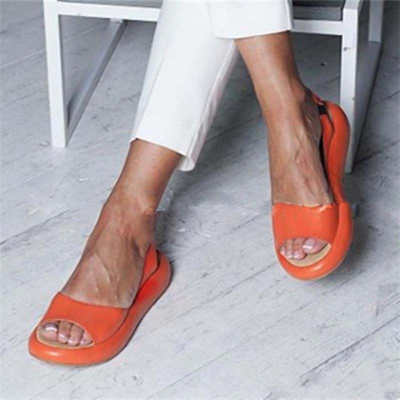 Women's Orthopedic Open Toe Slingback Sandals - Flat Thick Sole Slip-On