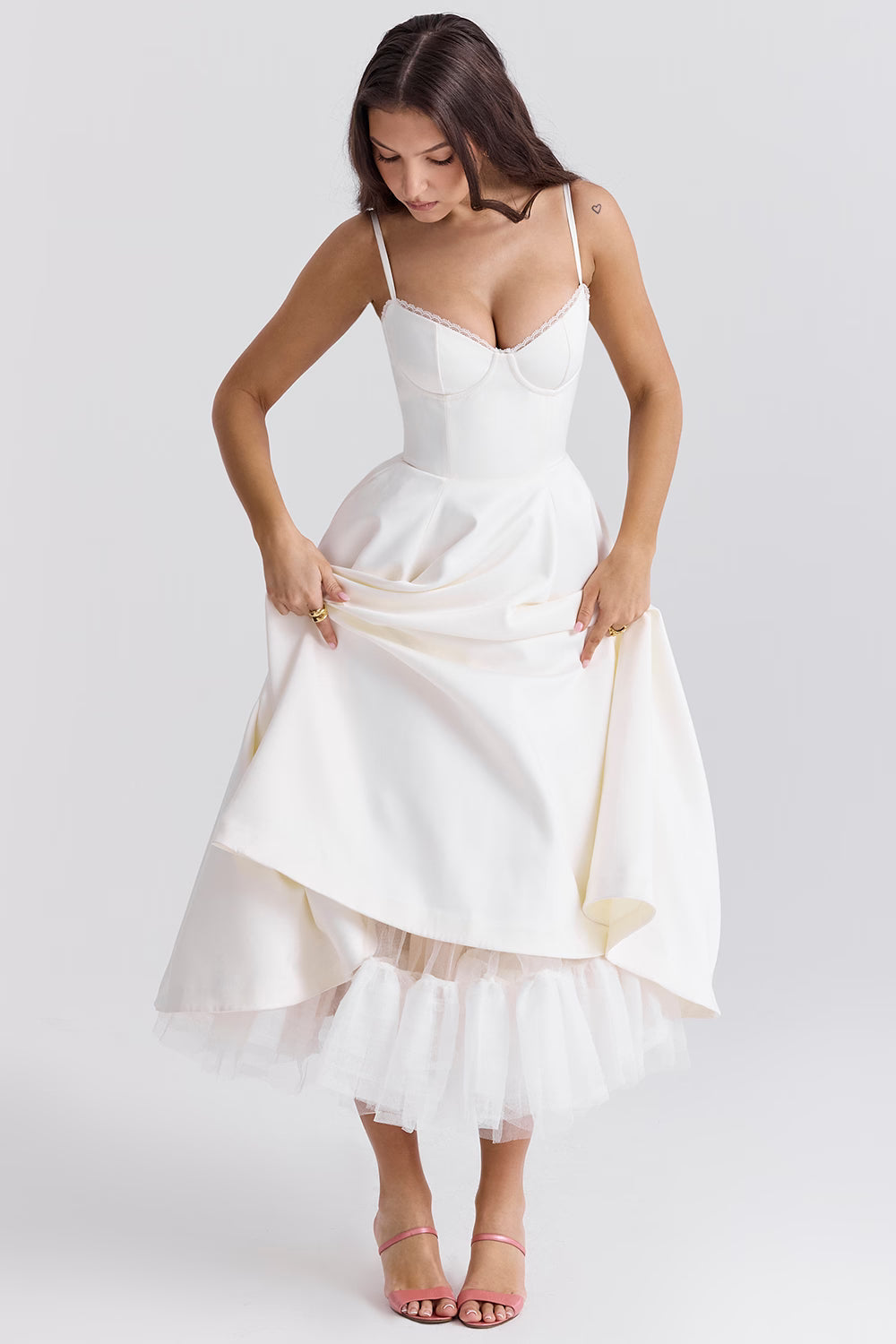 Ayet - Women's Corset Bustier Midi Dress
