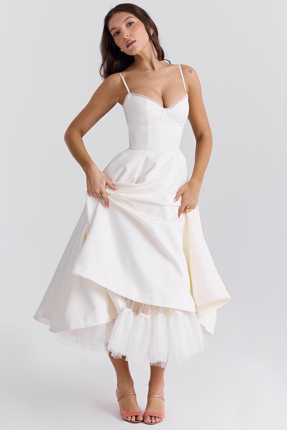 Ayet - Women's Corset Bustier Midi Dress