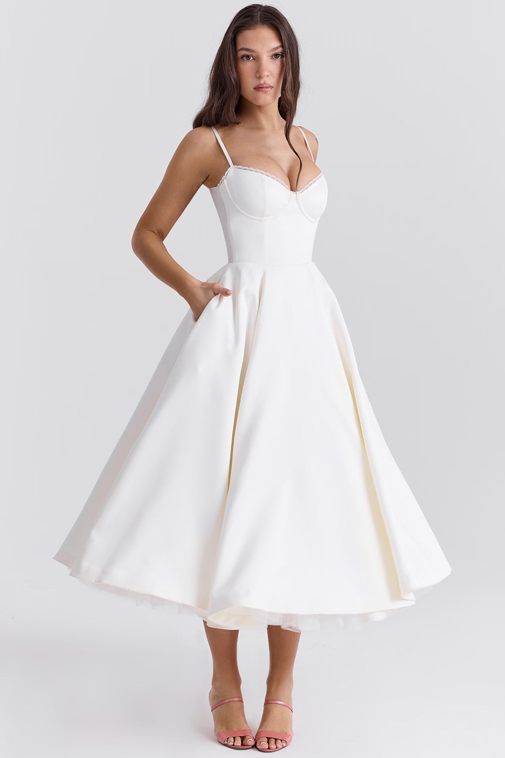 Ayet - Women's Corset Bustier Midi Dress