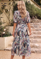Phoebe - Women's Floral Puff Sleeve Midi Dress