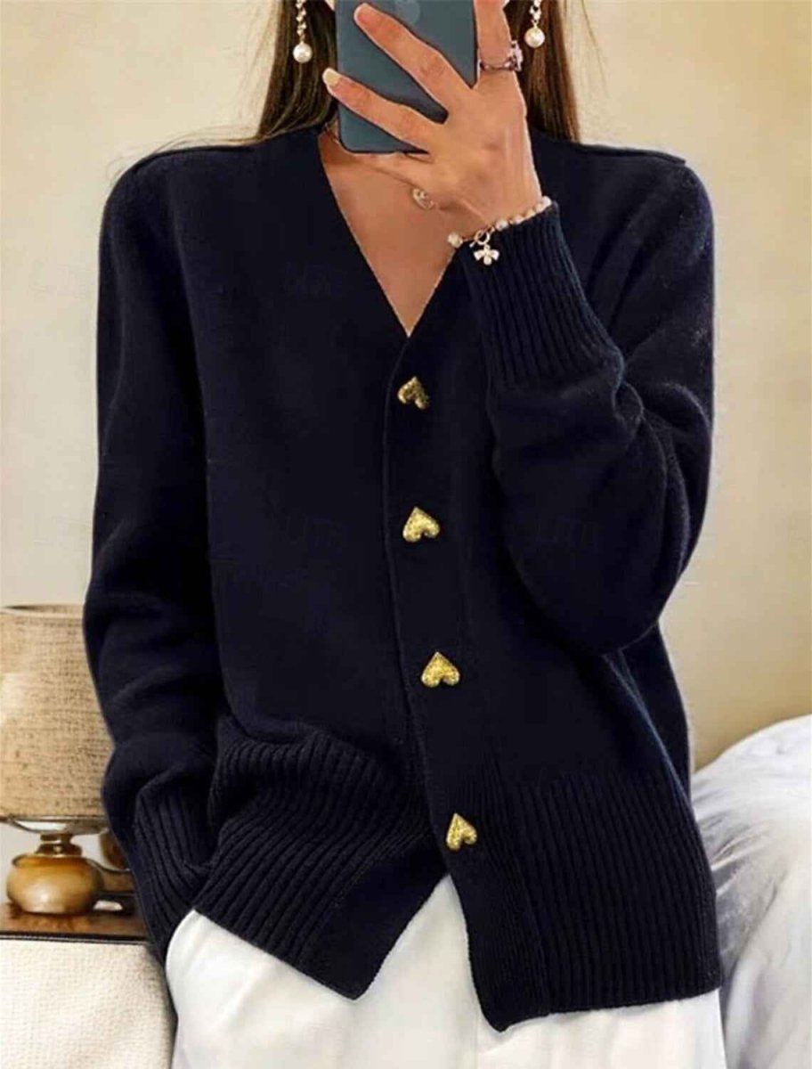 Schlichter Damen - Cardigan mit Knöpfen - Cecile LavelleSchwarz