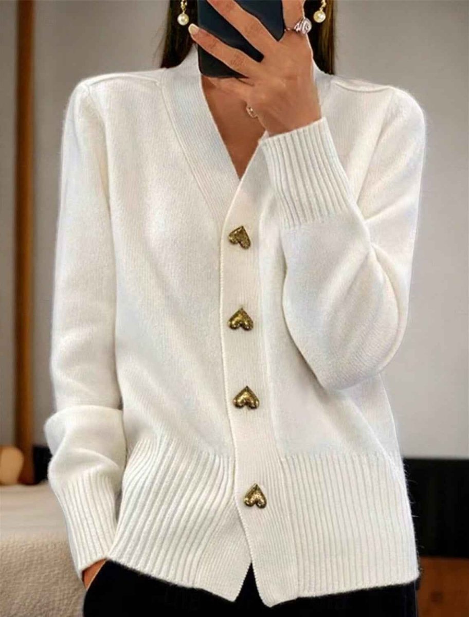 Schlichter Damen - Cardigan mit Knöpfen - Cecile LavelleWeiß