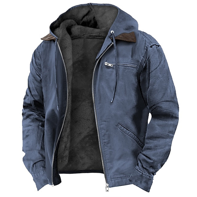 Men's Fleece-Lined Hooded Utility Jacket