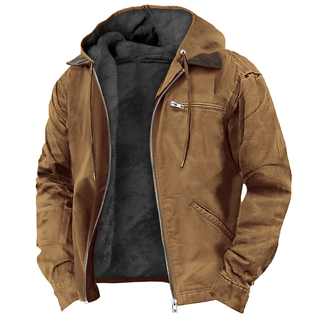 Men's Fleece-Lined Hooded Utility Jacket
